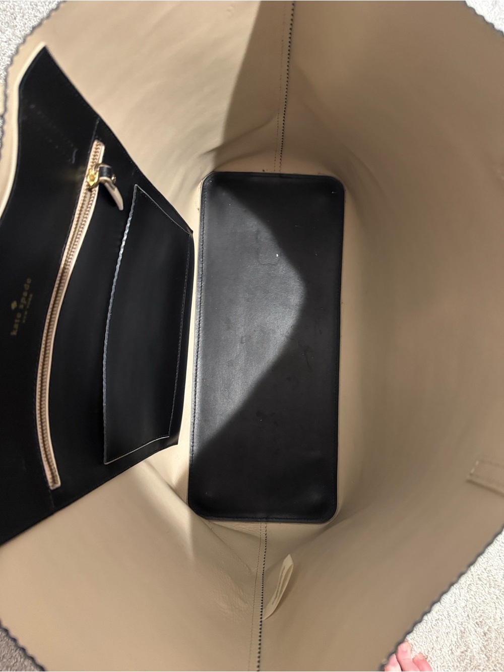 kate spade Black Tote with Cream-Trim Handles and Spade Charm - Picture 3 of 4